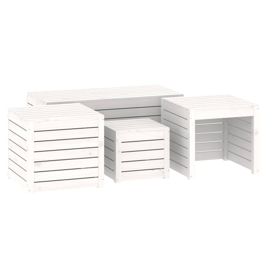 vidaXL Juego de cajas de jardín 4 piezas madera maciza de pino blanco