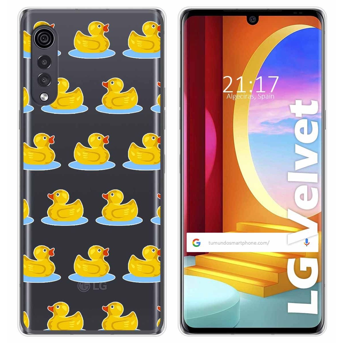 Tumundosmartphone Funda Gel Transparente para LG Velvet 5G diseño Pato Dibujos