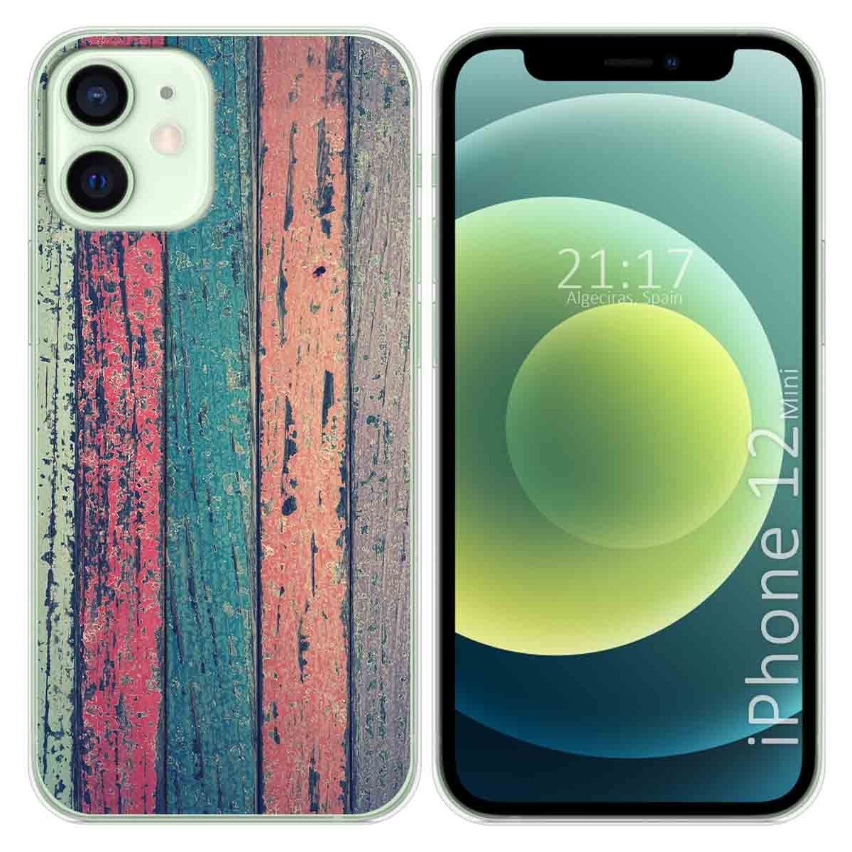 Tumundosmartphone Funda Gel Tpu para Iphone 12 Mini (5.4) diseño Madera 10 Dibujos