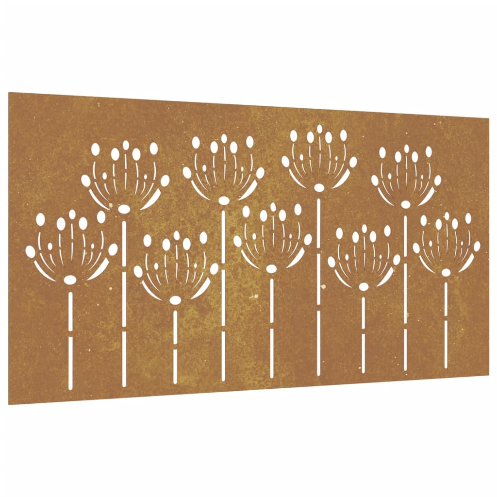vidaXL Adorno de pared de jardín acero corten diseño flores 105x55 cm