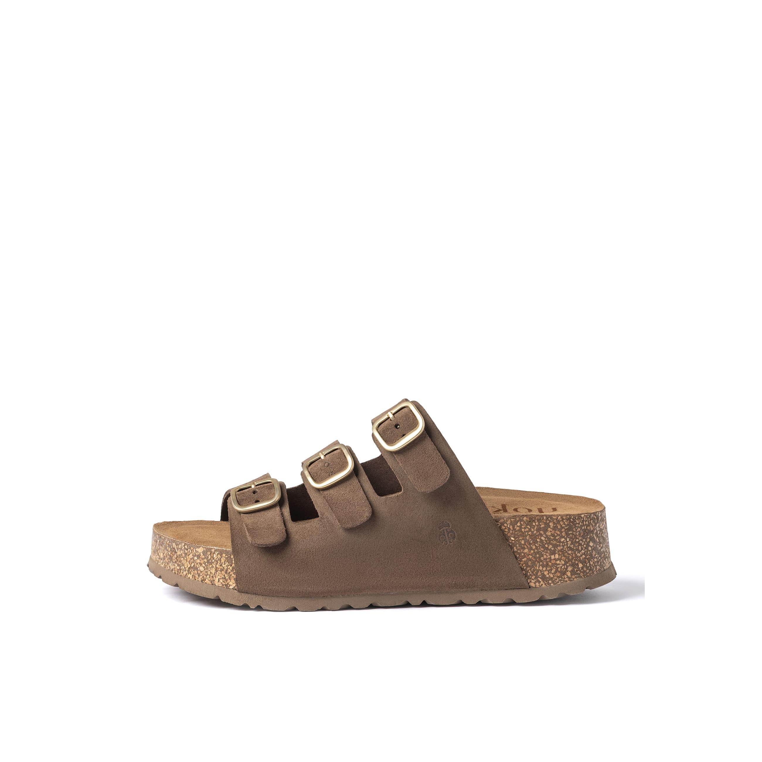 YOKONO Sandalia plataforma WIWI-263 MARRÓN OSCURO | Zapatos mujer Primavera-Verano | Piel vacuna  Serraje | 4 CM
