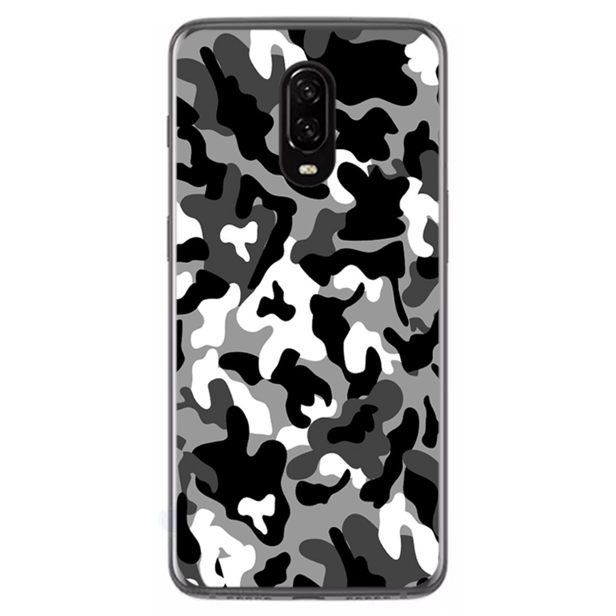 Tumundosmartphone Funda Gel Tpu para Oneplus 6T Diseño Snow Camuflaje Dibujos