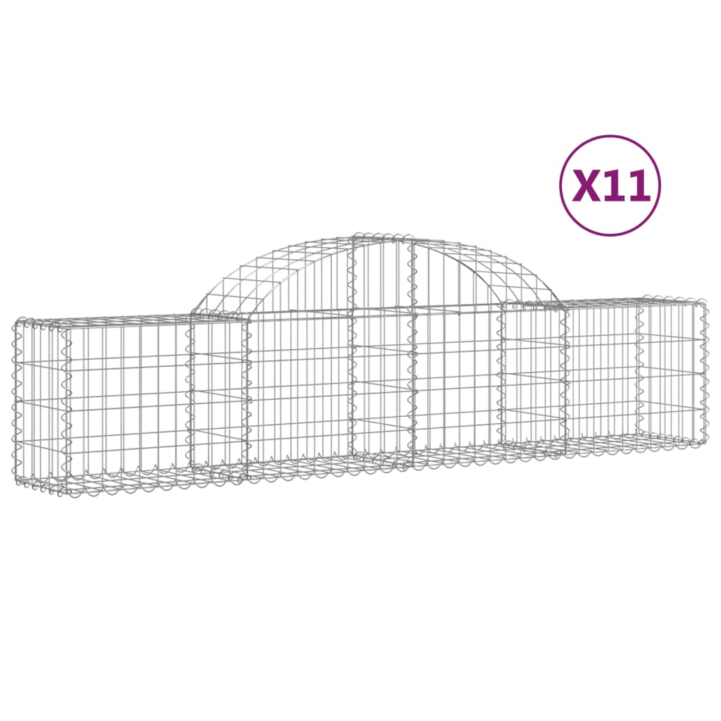 vidaXL Cestas de gaviones 11 uds forma de arco hierro Dimensiones 200 x 30 x 40/60 cm,  200 x 30 x 60/80 cm,  200 x 30 x 80/100 cm y mas