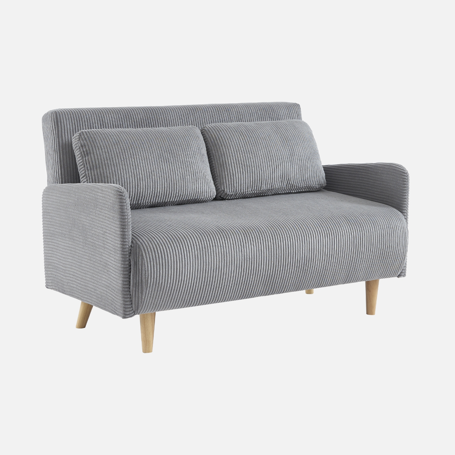 sweeek - Sofá cama de pana con patas de madera,  2 plazas , Panam pana , 131x75x81