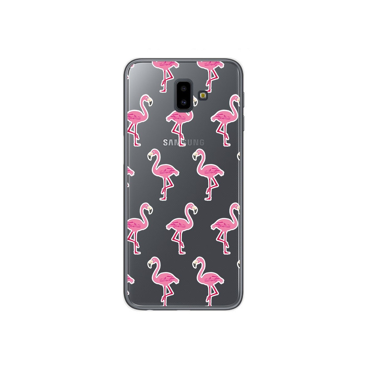 Tumundosmartphone Funda Gel Transparente para Samsung Galaxy J6+ Plus Diseño Flamenco Dibujos