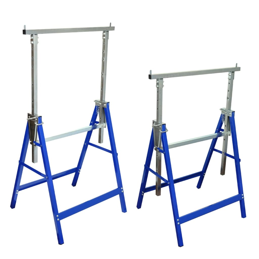 Vidaxl - Set de 2 Andamios de Caballete Ajustable - Color Azul / Color de Zinc