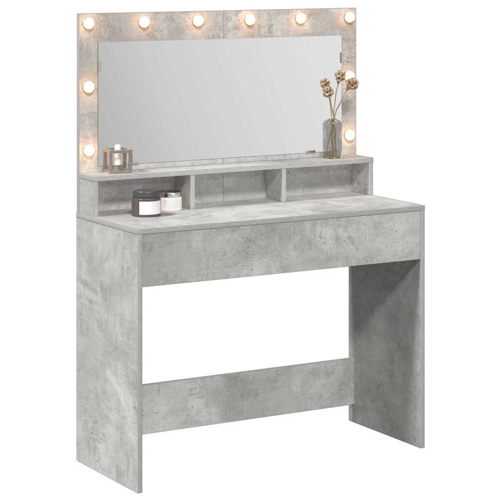 vidaXL Mesa Tocador con estante Gris Concreto 100 x 41 x 135 cm