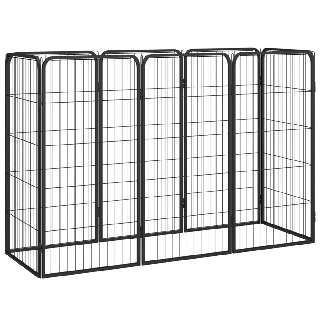 vidaXL Jaula Perros Acero Recubierto Polvo Negro Puerta Cachorro Dimensiones 50x50x100cm (4 paneles),  150x50x100cm (8 paneles),  200x100x100cm (12 paneles) y mas