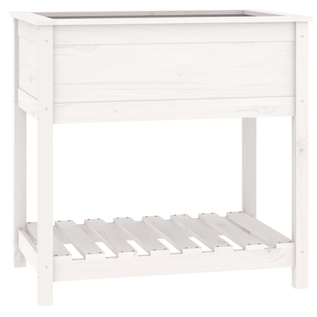 vidaXL Jardinera con estante madera maciza de pino 82,5x54x81 cm Color Natural,  Blanco,  Gris y mas