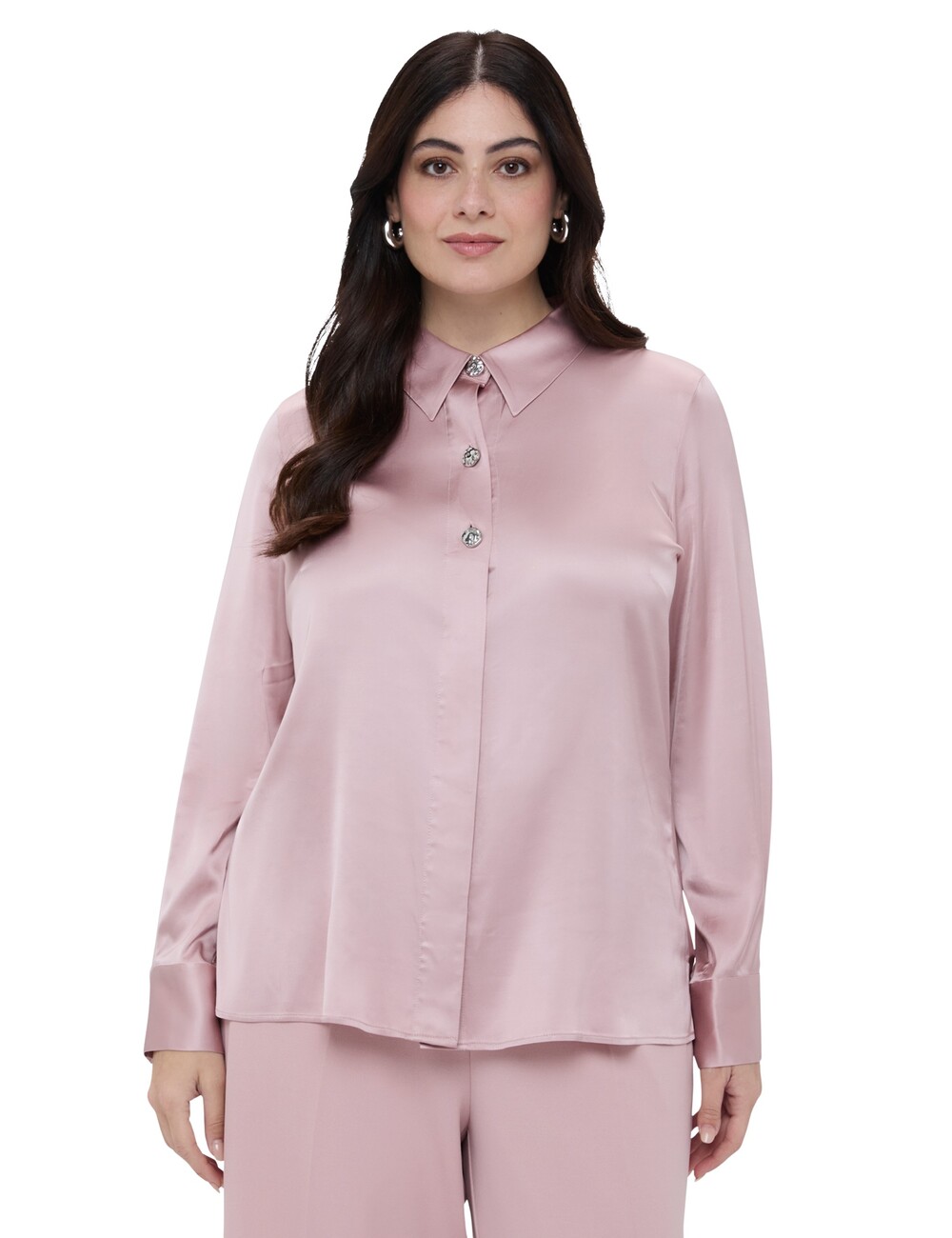 Fiorella Rubino - Camisa de raso con botones joya