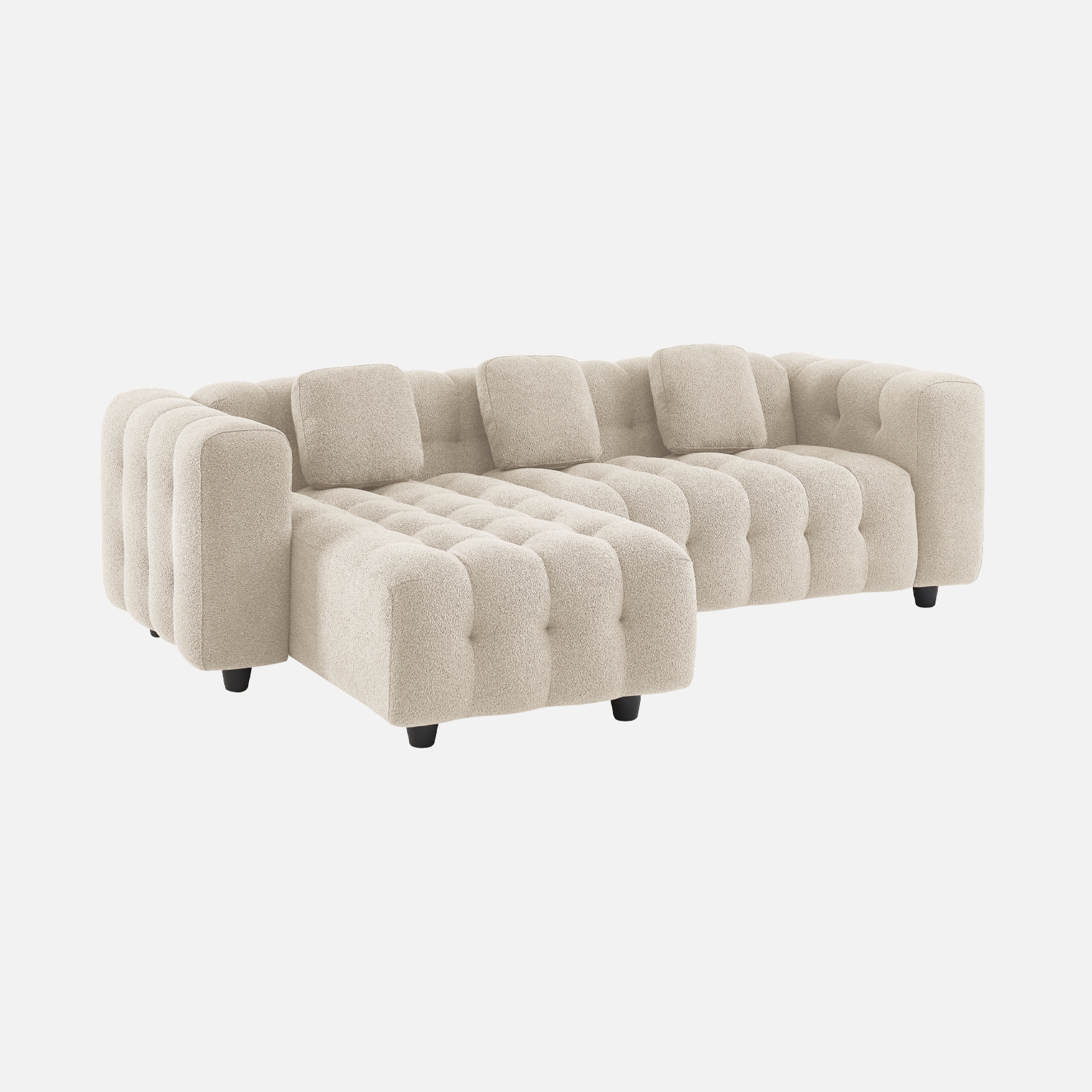 Sweeek - Sofá esquinero reversible con rizo texturado Beige - 247x167x71 cm