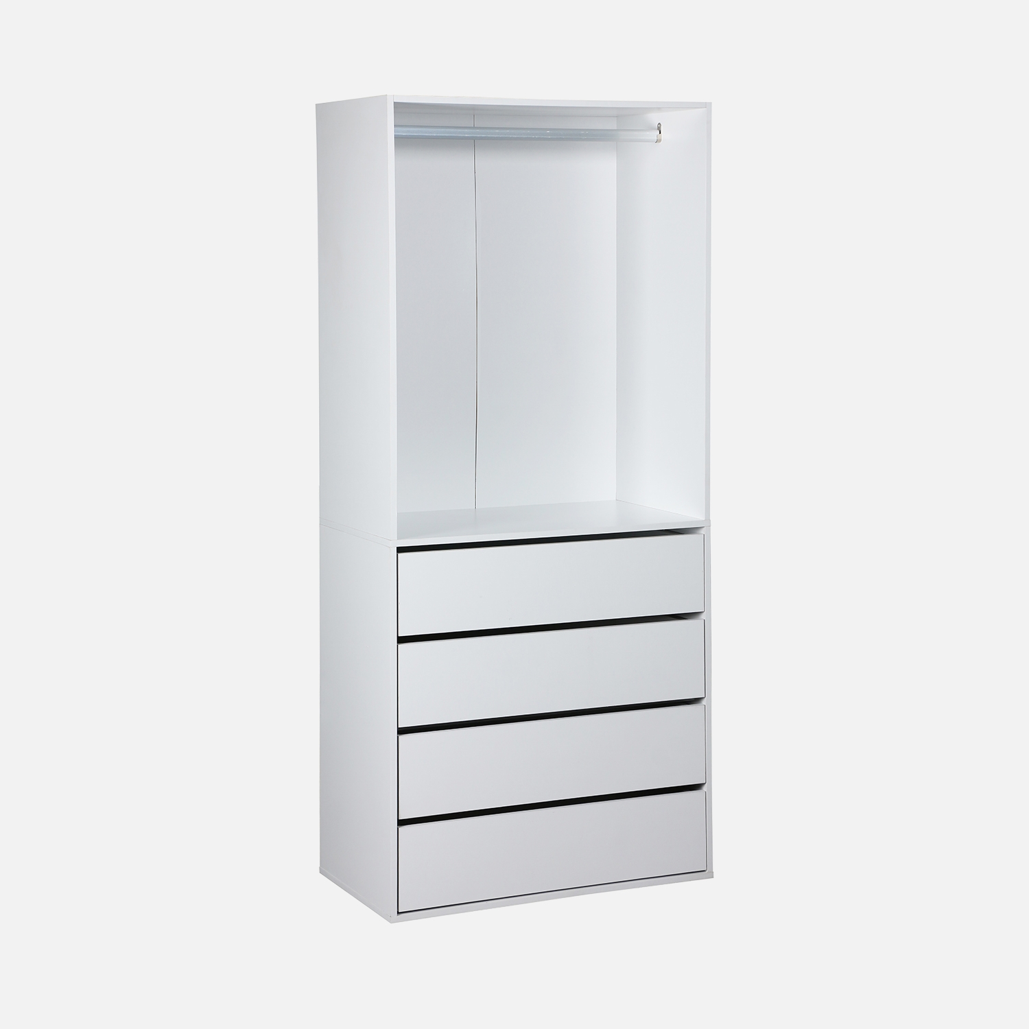 sweeek - Módulo de vestidor decorado en madera con 4 cajones y 1 barra para colgar , Nepal , 80x45x180