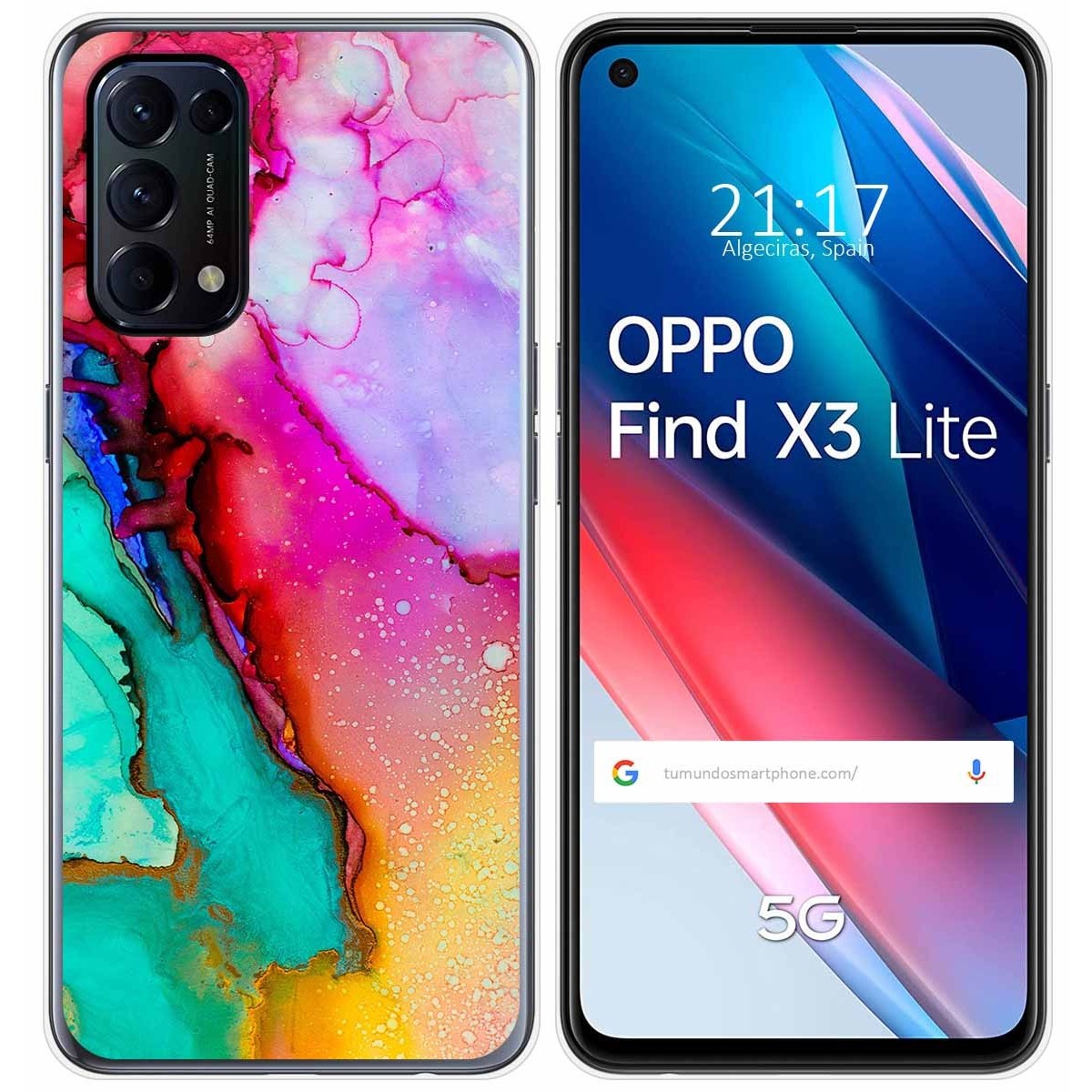 Tumundosmartphone Funda Gel Tpu para Oppo Find X3 Lite 5G diseño Mármol 15 Dibujos