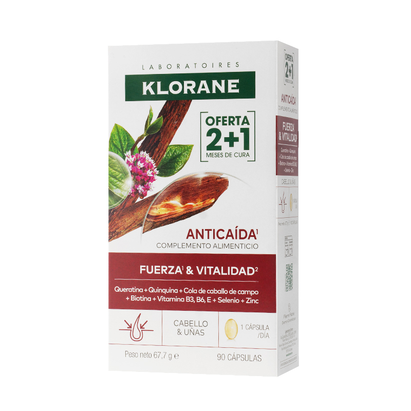 Klorane trio keratincaps 3 meses, tratamiento de 3 meses