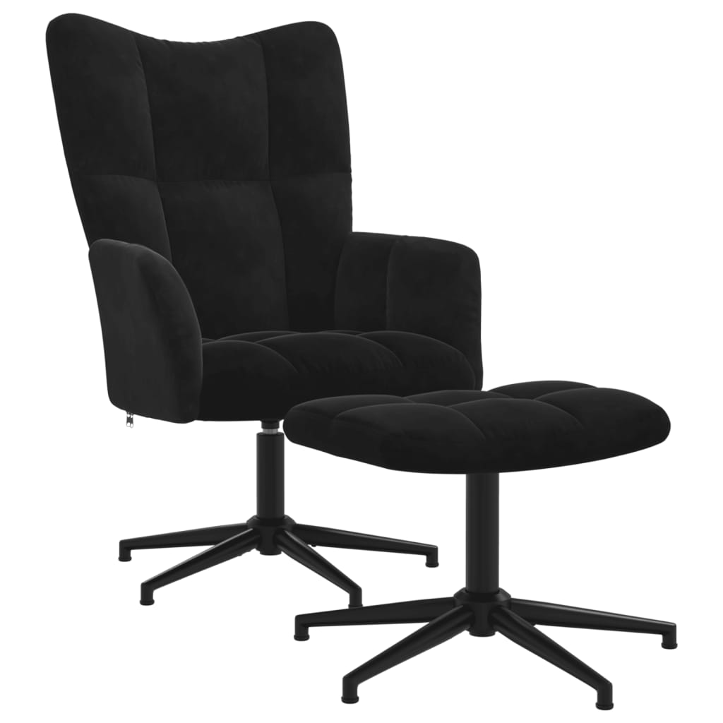 vidaXL Sillón de relax con taburete terciopelo negro