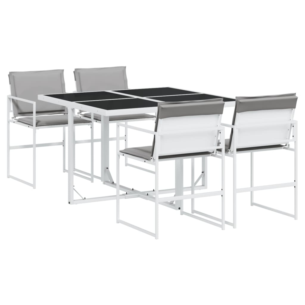 vidaXL Juego de comedor de jardín 5 pzas con cojines textilene blanco