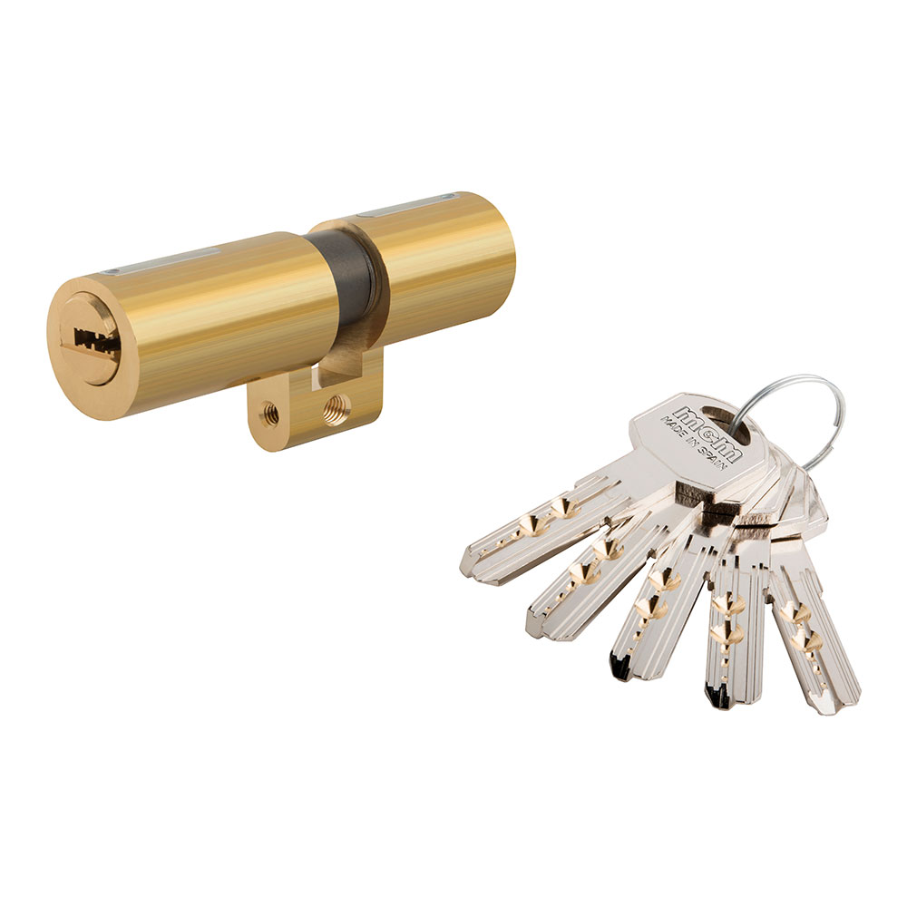 Cilindro de seguridad de perfil suizo 33-33 latón. sp:33-33 mcm