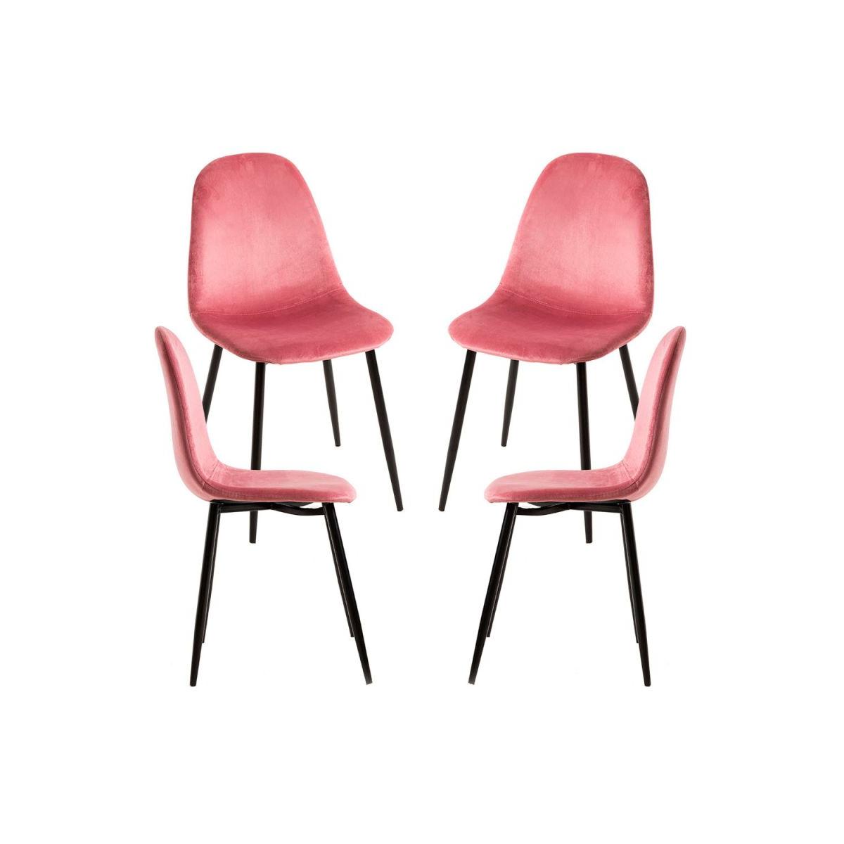 Regalos Miguel - Packs Sillas Comedor - Pack 4 Sillas Teok Black Terciopelo - Rosa