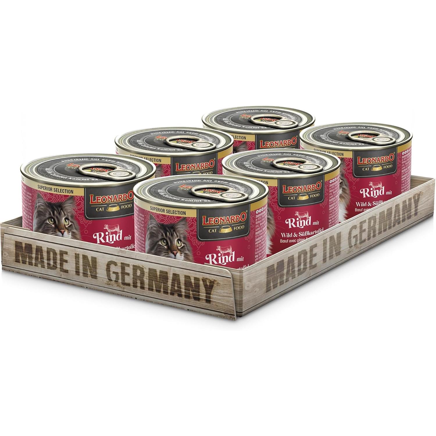 Leonardo Extra Filete Salmón – 6 Latas De 200g, Alimento Húmedo Para Gatos Gourmet, Hecho En Alemania
