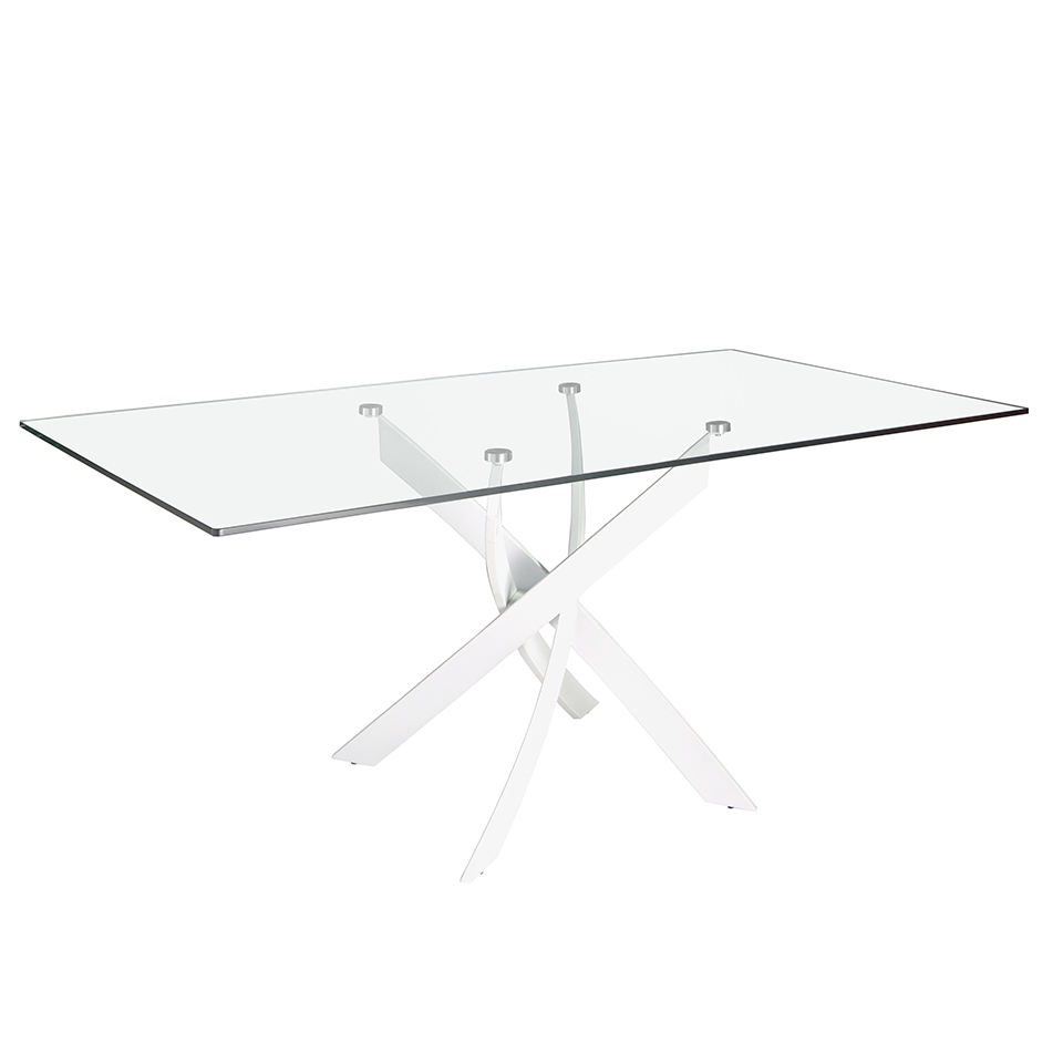ANGEL CERDÁ 1138.01 Mesa comedor rectangular cristal , Blanco , Cristal - TTE , 140 x 95 x 75 cm.