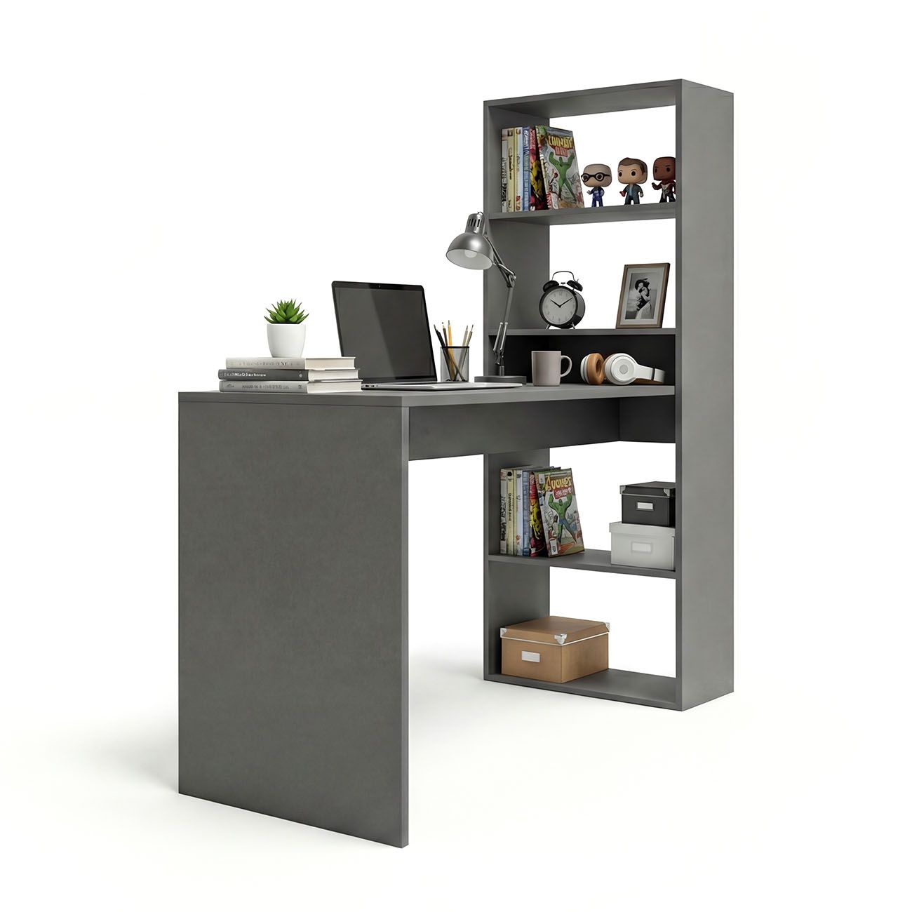 duehome - Mesa de escritorio con estantería 120x50 cm Cosmic