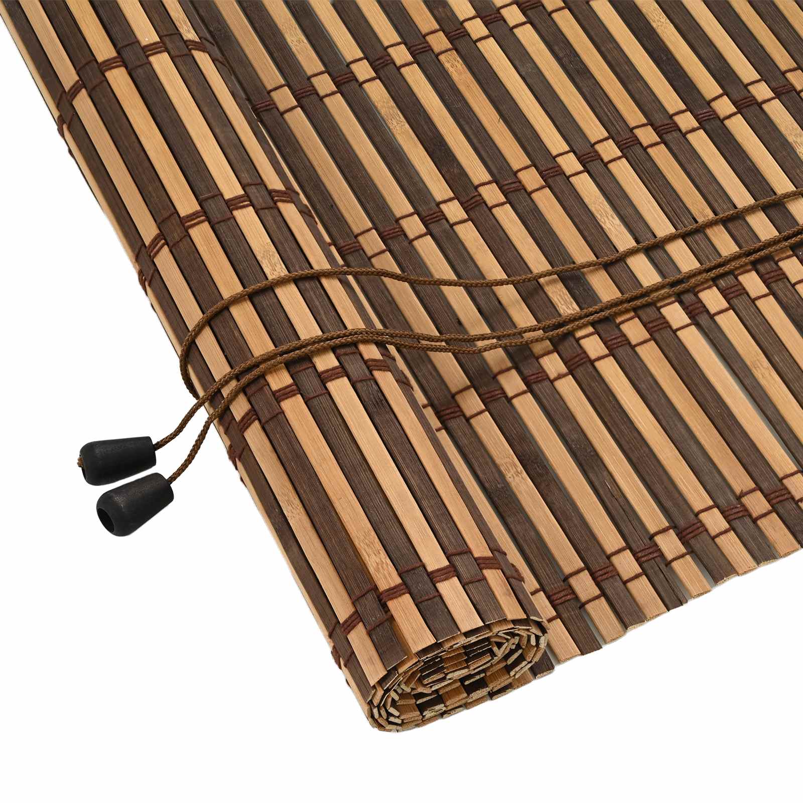 vidaXL Estor enrollable con cortinas Manual Marrón 150 x 220 cm Bambú