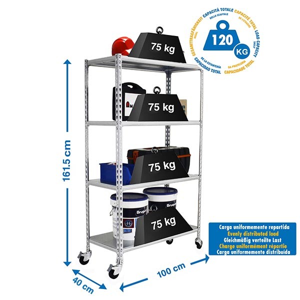 Estantería SIMONRACK Simonclick mobile 4/400 1500 galva
