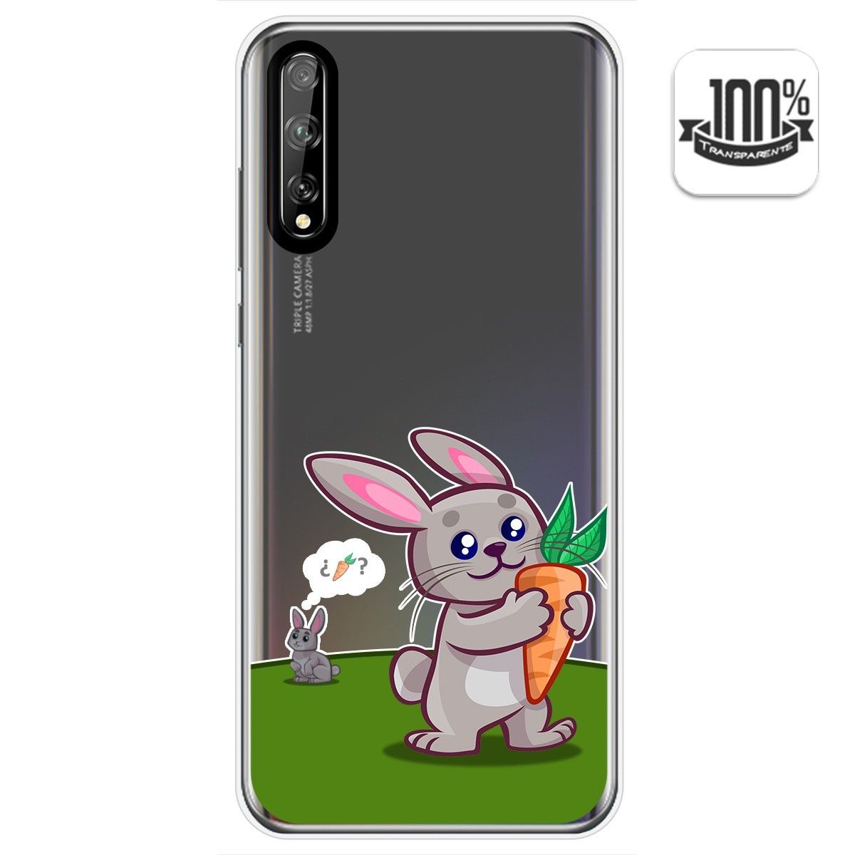 Tumundosmartphone Funda Gel Transparente para Huawei P Smart S / Y8p diseño Conejo Dibujos