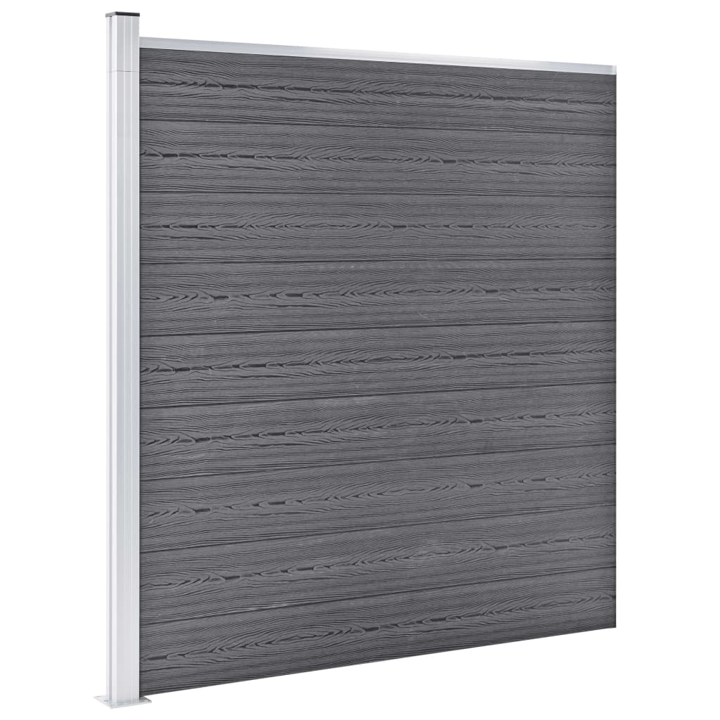 Vidaxl Set de Paneles de Valla WPC 619x(105-186) Cm - Marrón, Gris, Negro