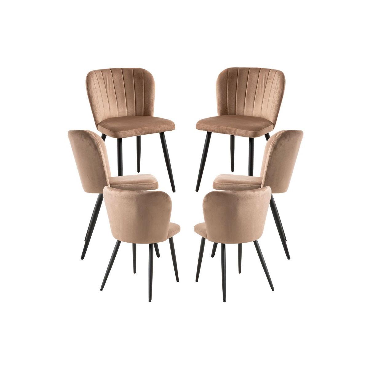 Regalos Miguel - Packs Sillas Comedor - Pack 6 Sillas Luk Terciopelo - Marrón claro
