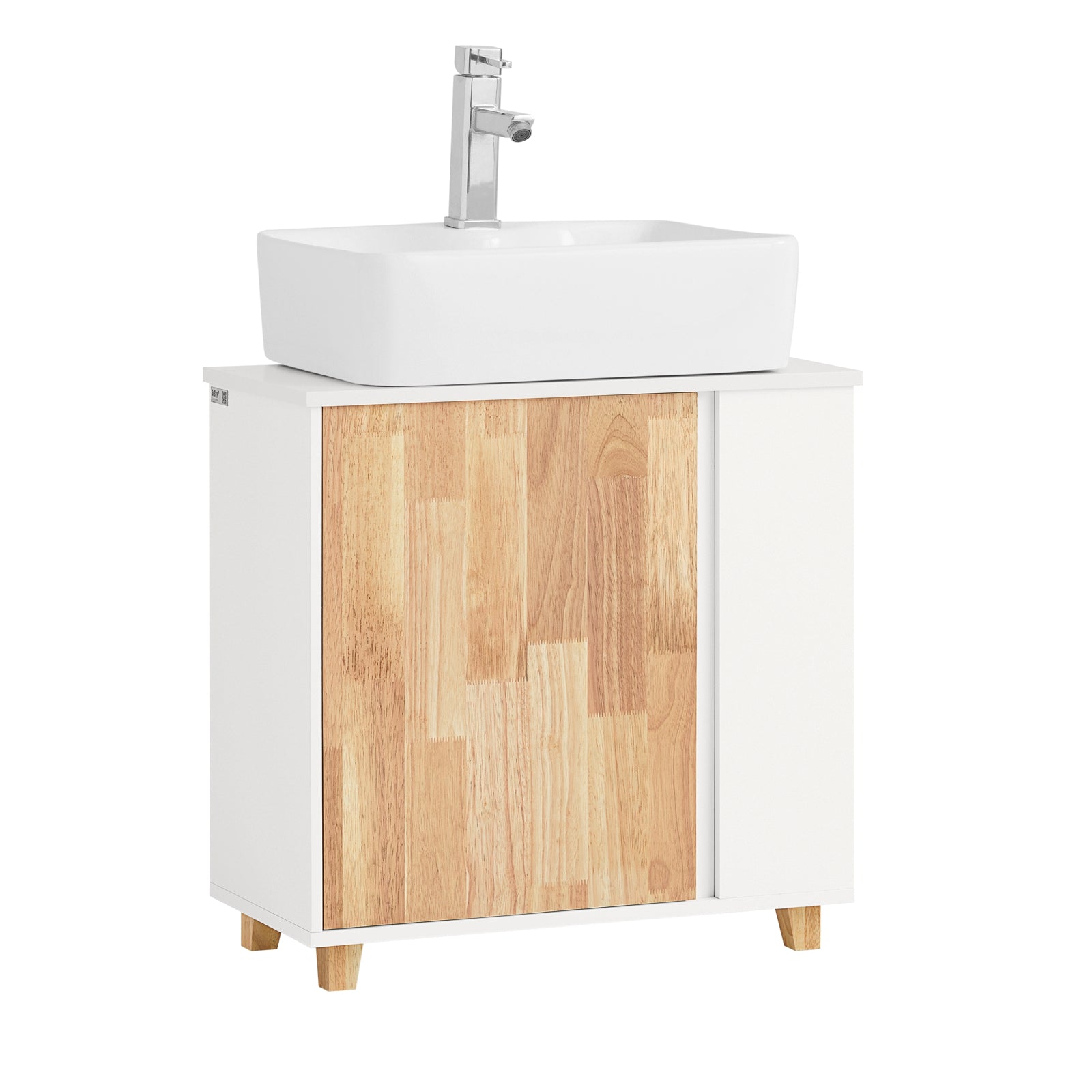 SoBuy BZR75-W Mueble para Debajo del Lavabo Armario de Baño de Suelo con 2 Estantes y 1 Puerta 60 x 30 x 60 cm ES