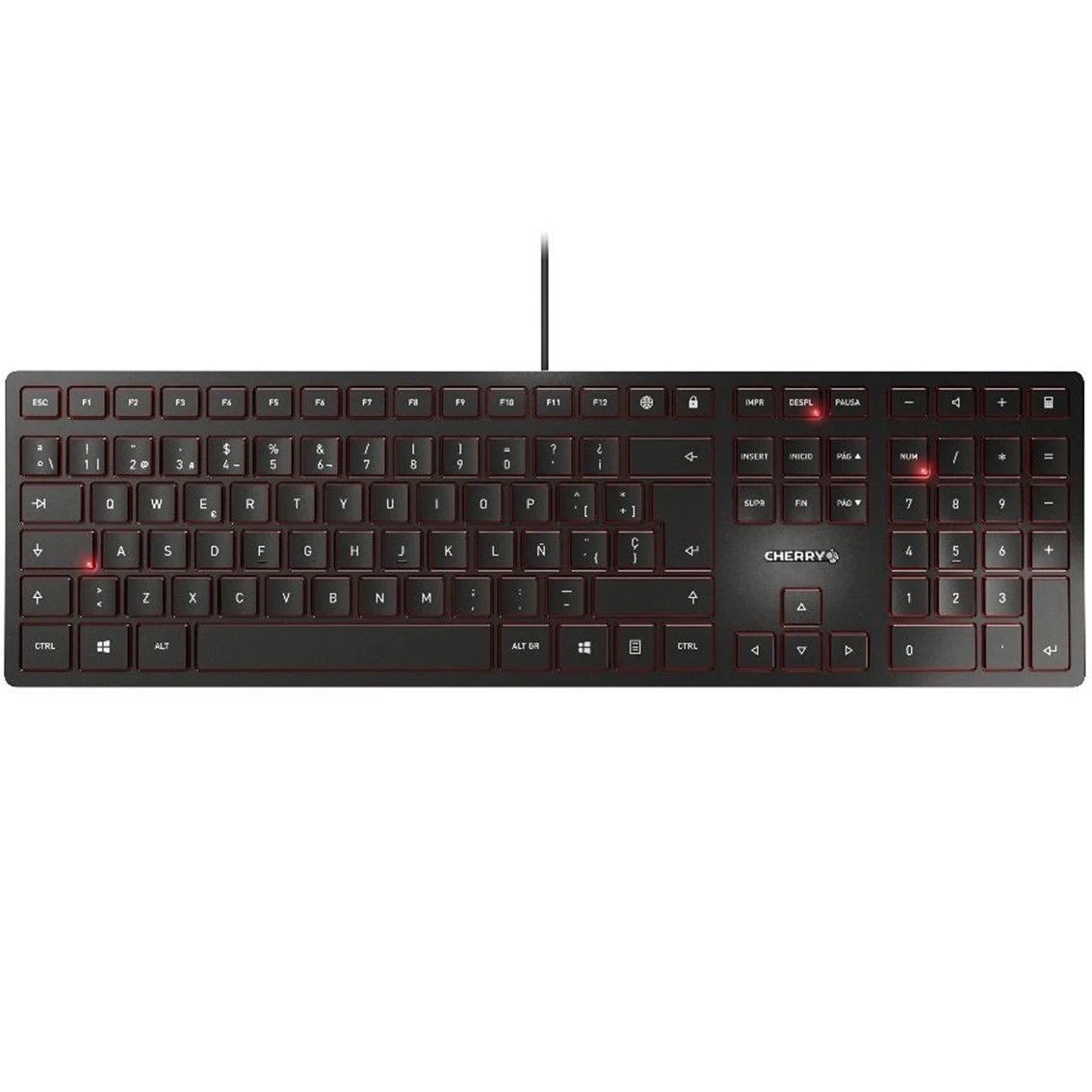 Teclado CHERRY JK-1600ES-2  | Escritorios de usuarios que aprecian el componente estético, Mecanismo de tijera de gran calidad, USB, Teclado numérico