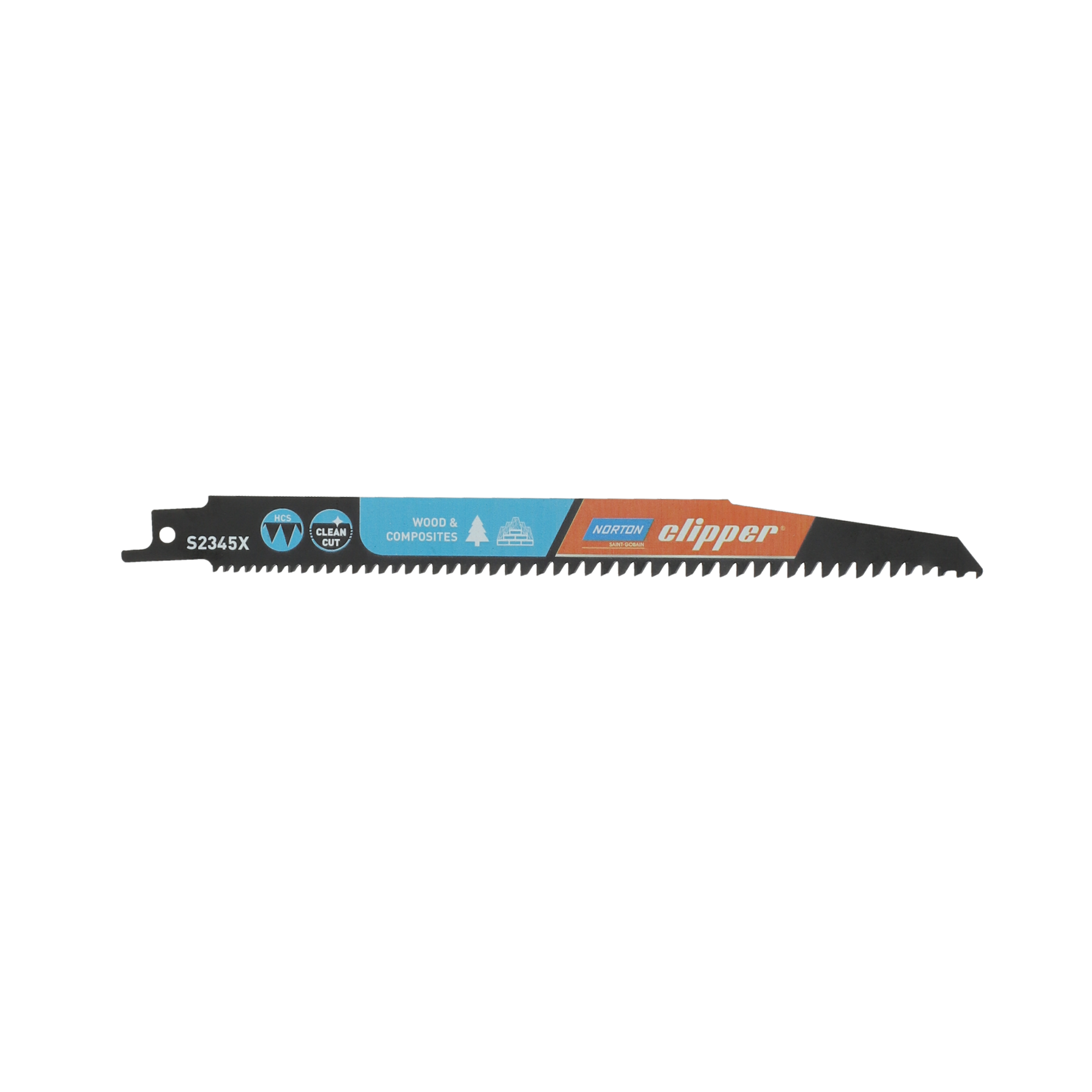 Norton S2345X jigsaw blades 200mm for softwood and construction wood, includes 2 pieces, ideal for precise wood cutting.