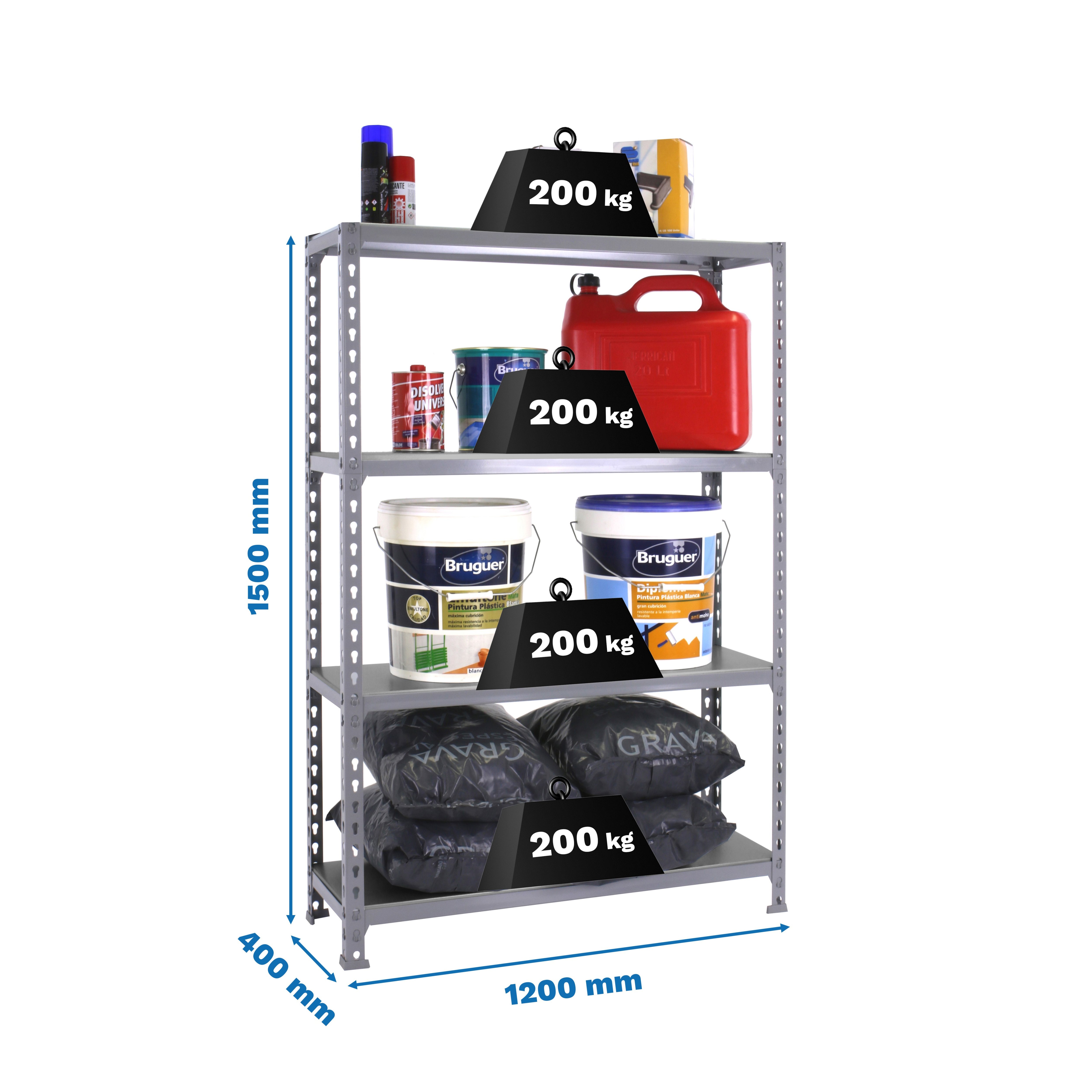 Estantería SIMONRACK Simonclick megaplus 4/400 1500 gris/gris