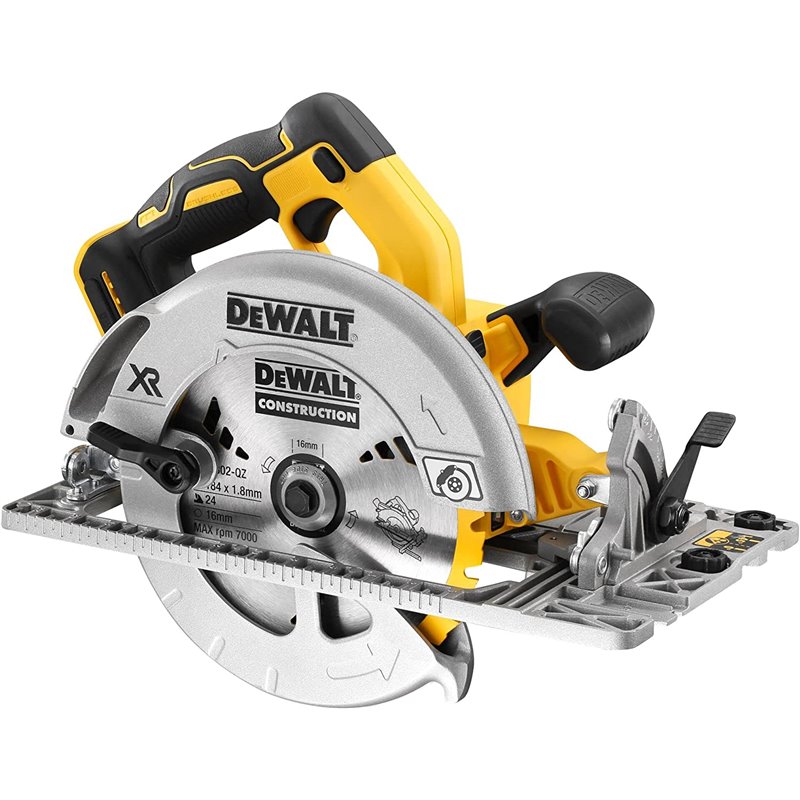 DeWALT DCS572NT, Sierra circular portátil 18,4cm 5500 RPM, Herramienta de corte de precisión, Amarillo/Negro