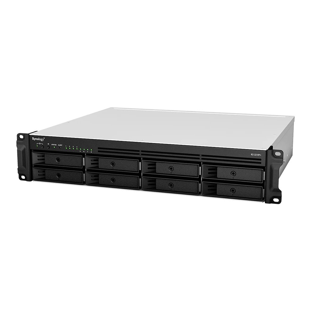 Synology - Servidor NAS RS1221RP+ en rack 2U con procesador AMD Ryzen Embedded V1500B, 4 núcleos a 2.2 GHz y 4 GB DDR4 ECC para empresas