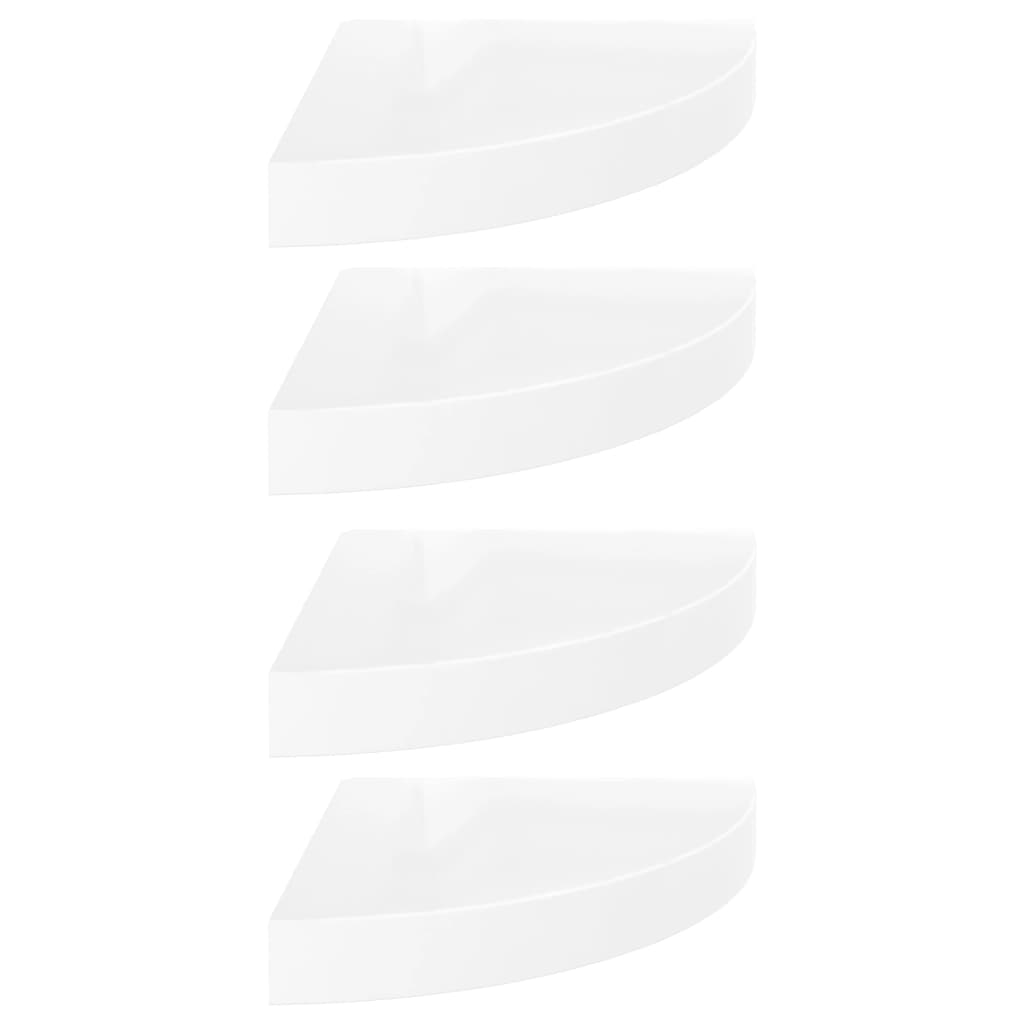Vidaxl Estantes Flotantes Esquina 4 Uds MDF 25x25x3,8 Cm - Blanco/Negro/Gris Brillante