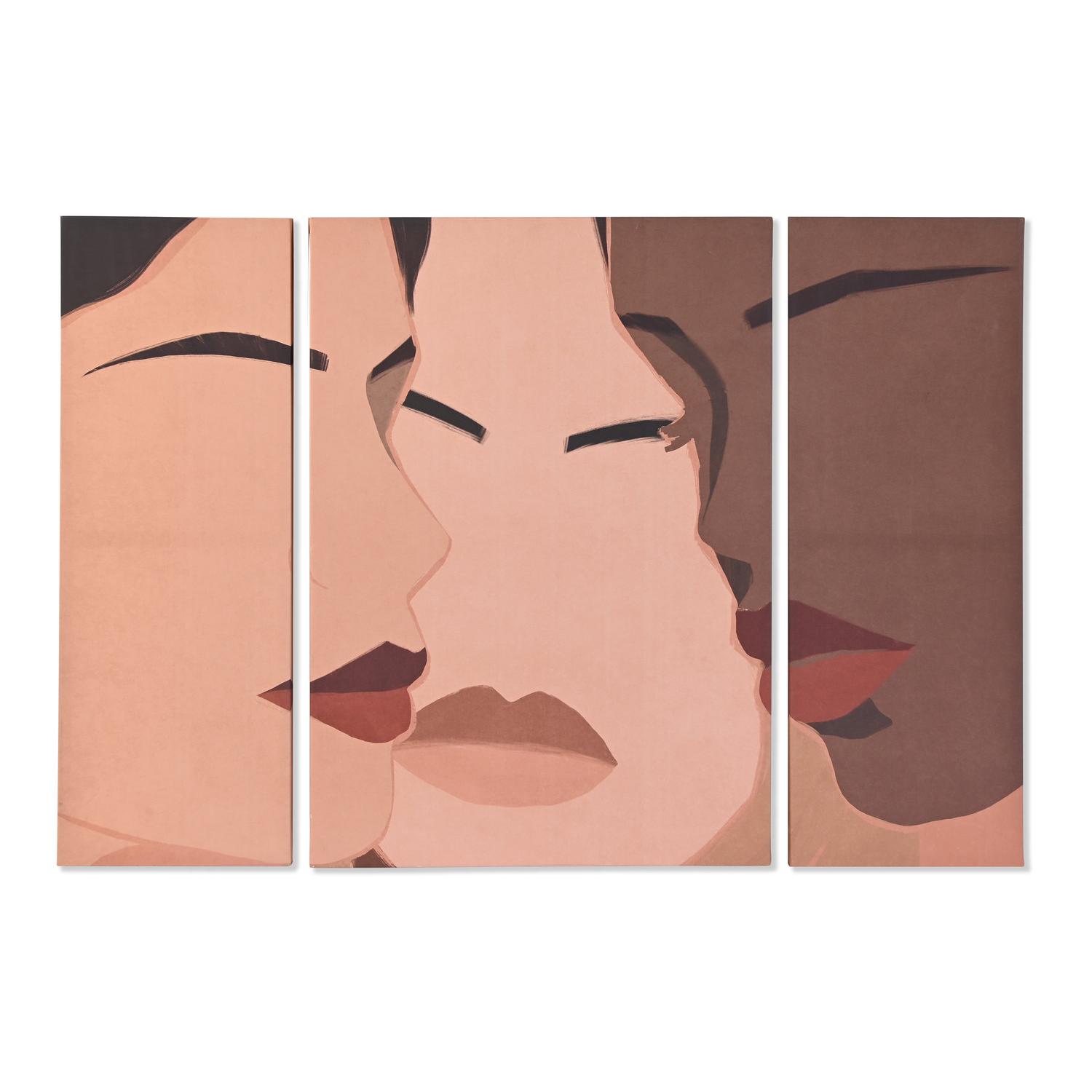 Cuadro Set 3 Lienzo Mdf 140X3,8X100 Chicas Marron El mejor complemento para tu hogar -Fijalo-