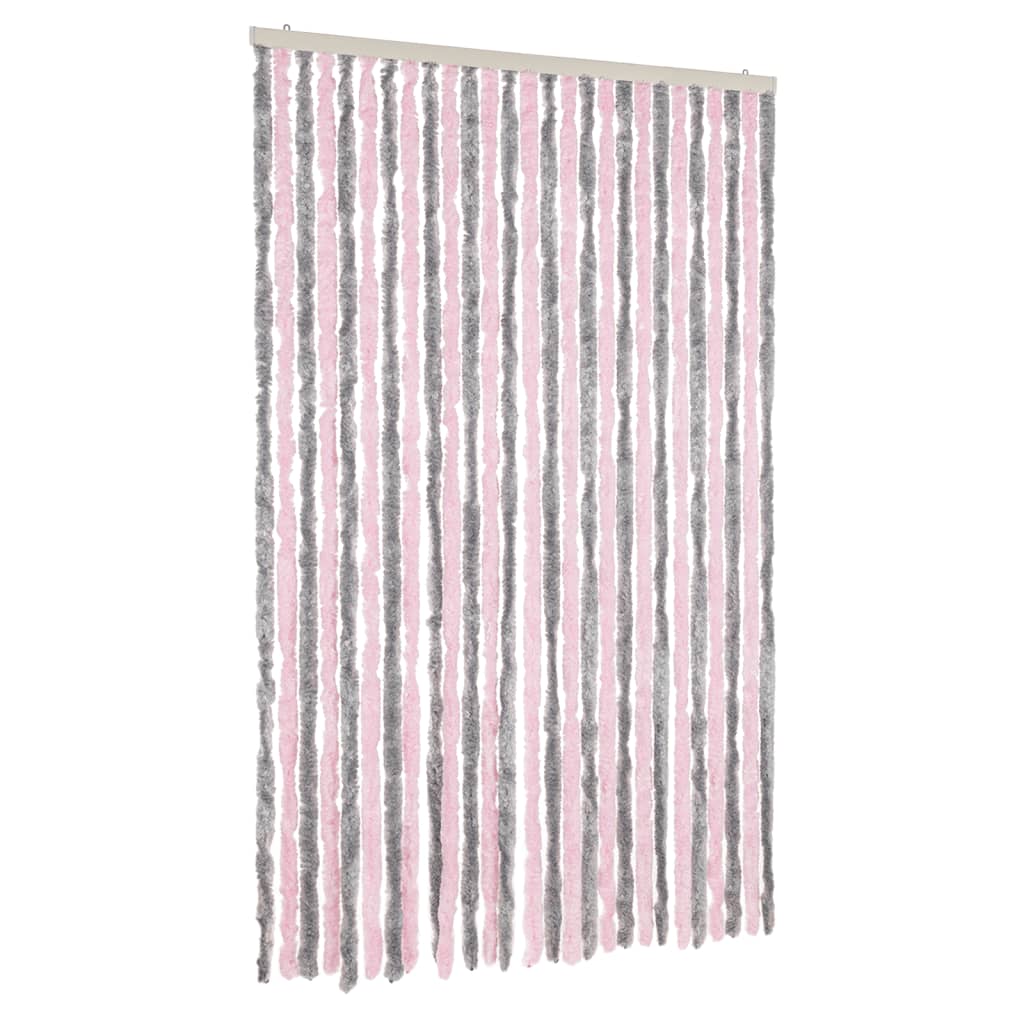 vidaXL Cortina antimoscas chenilla 118x220 cm Color Negro,  Gris y rosa,  Gris y negro y mas