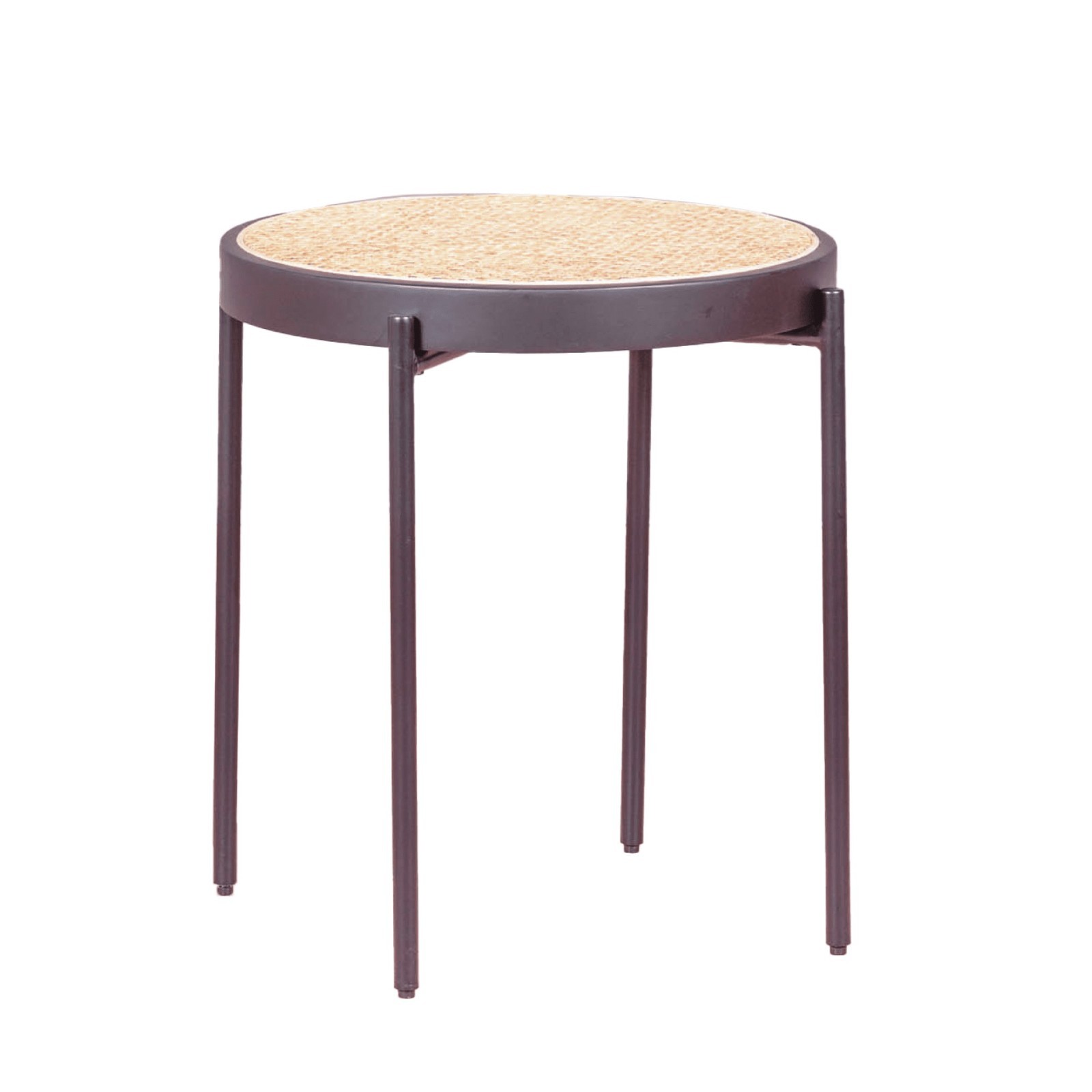 Nest Dream - Mesa auxiliar retro con detalles en ratán natural (46cm) - North