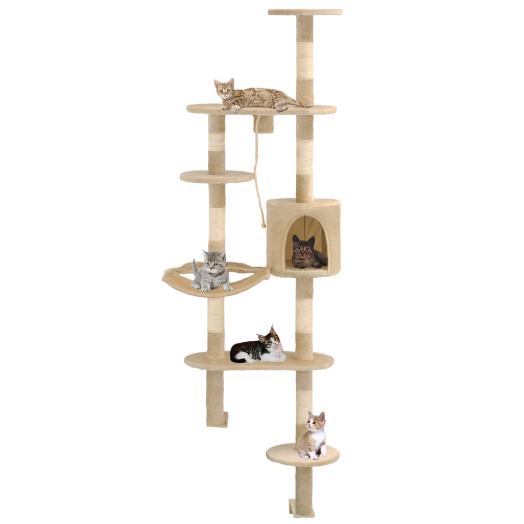 vidaXL Rascador para Gatos de Pared con Postes de Sisal 194 cm y  Color Beige y marrón,  Beige, y mas