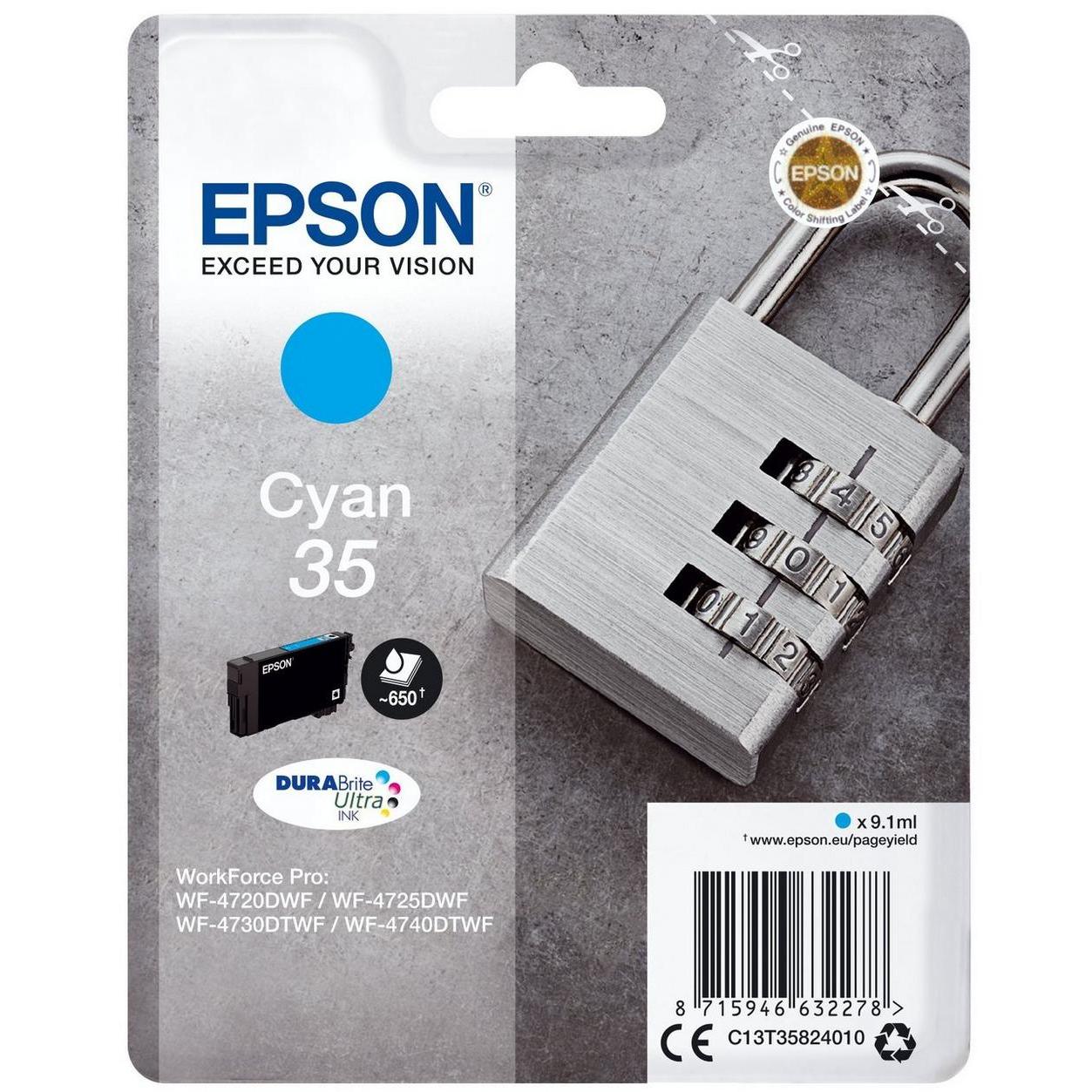 Cartuchos de tinta original 4 colores CMYK Epson 35XL DURABrite Ultra Ink Candado Series