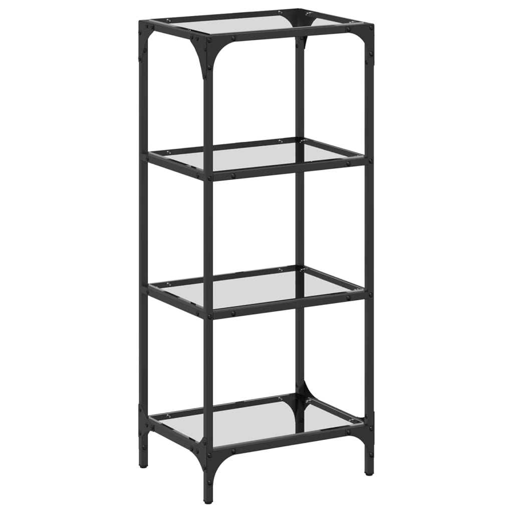 vidaXL Estantería con superficie de vidrio y acero 40x30x95 cm Color Negro,  Transparente, y mas