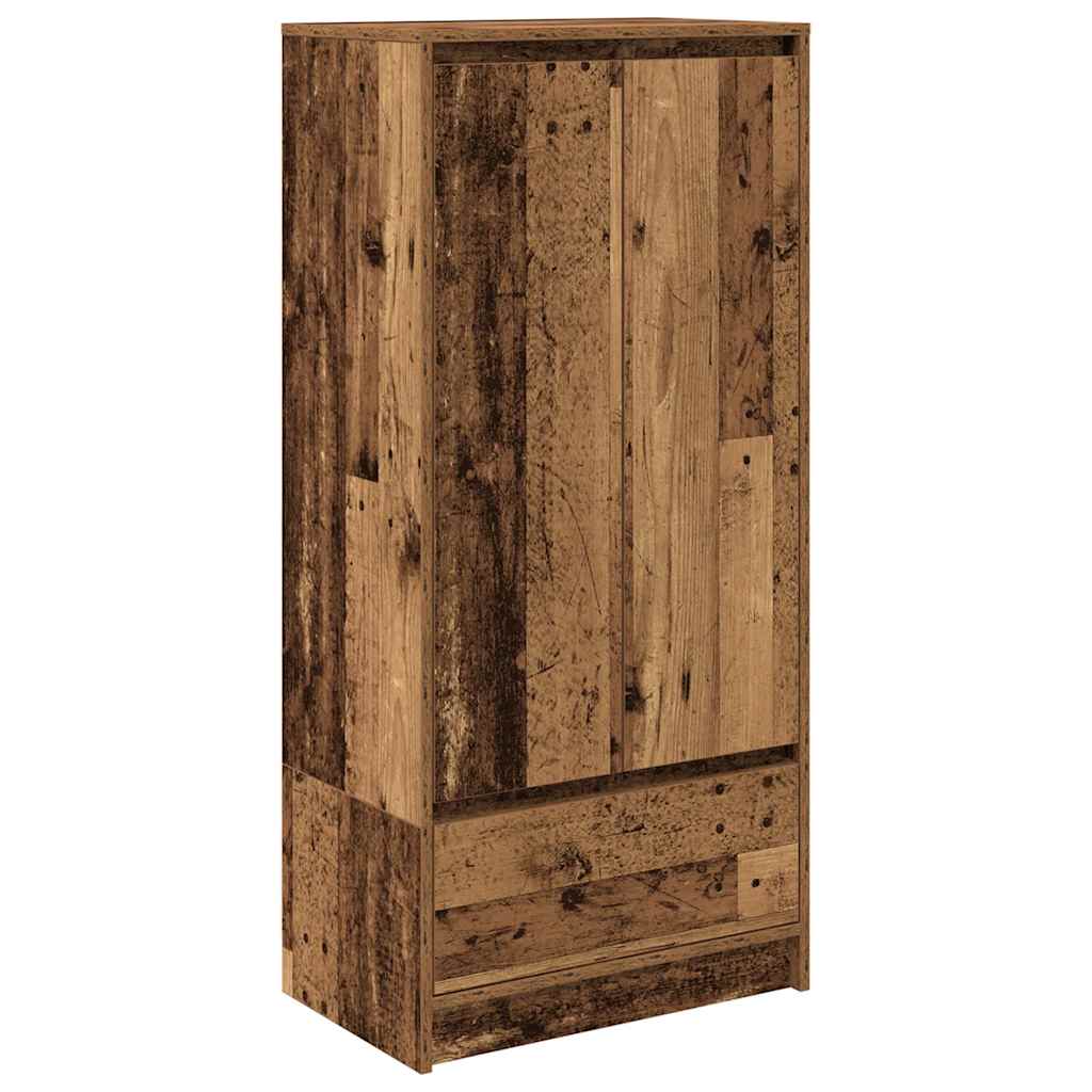 vidaXL Armario con cajón de madera vieja 55,5x34x119,5 cm en color Madera antigua/Gris hormigón/Roble negro y más | almacenamiento funcional diseño moderno para baño dormitorio sala
