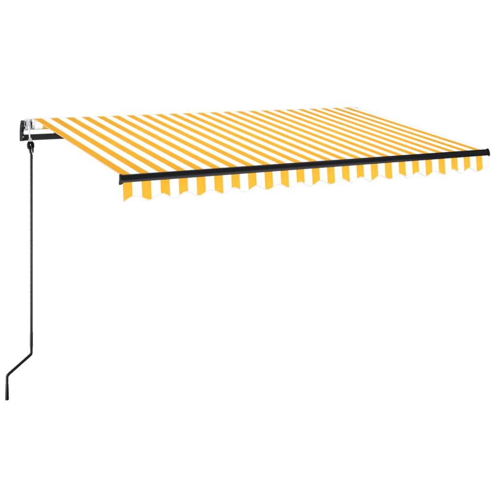 vidaXL Toldo retráctil automático amarillo y blanco 450x350 cm