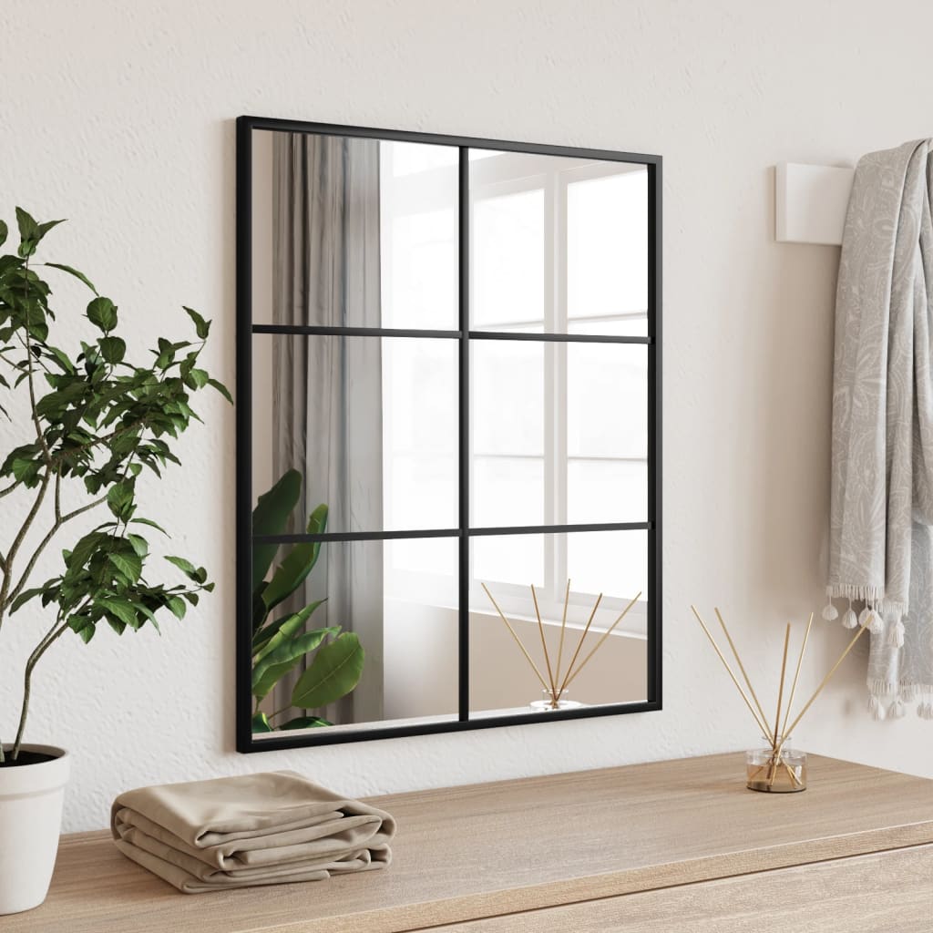 vidaXL Espejo de Pared Rectangular Decoración Colgante para Salón Hierro Negro Dimensiones 30 x 40 cm,  30 x 60 cm,  30 x 80 cm y mas