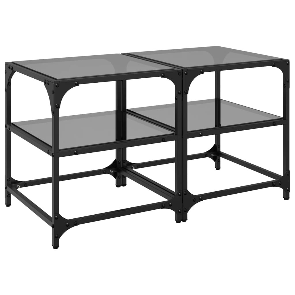 Mesa de Centro Vidaxl Superficie de Vidrio 2 Uds Acero 40x40x45 Cm Transparente