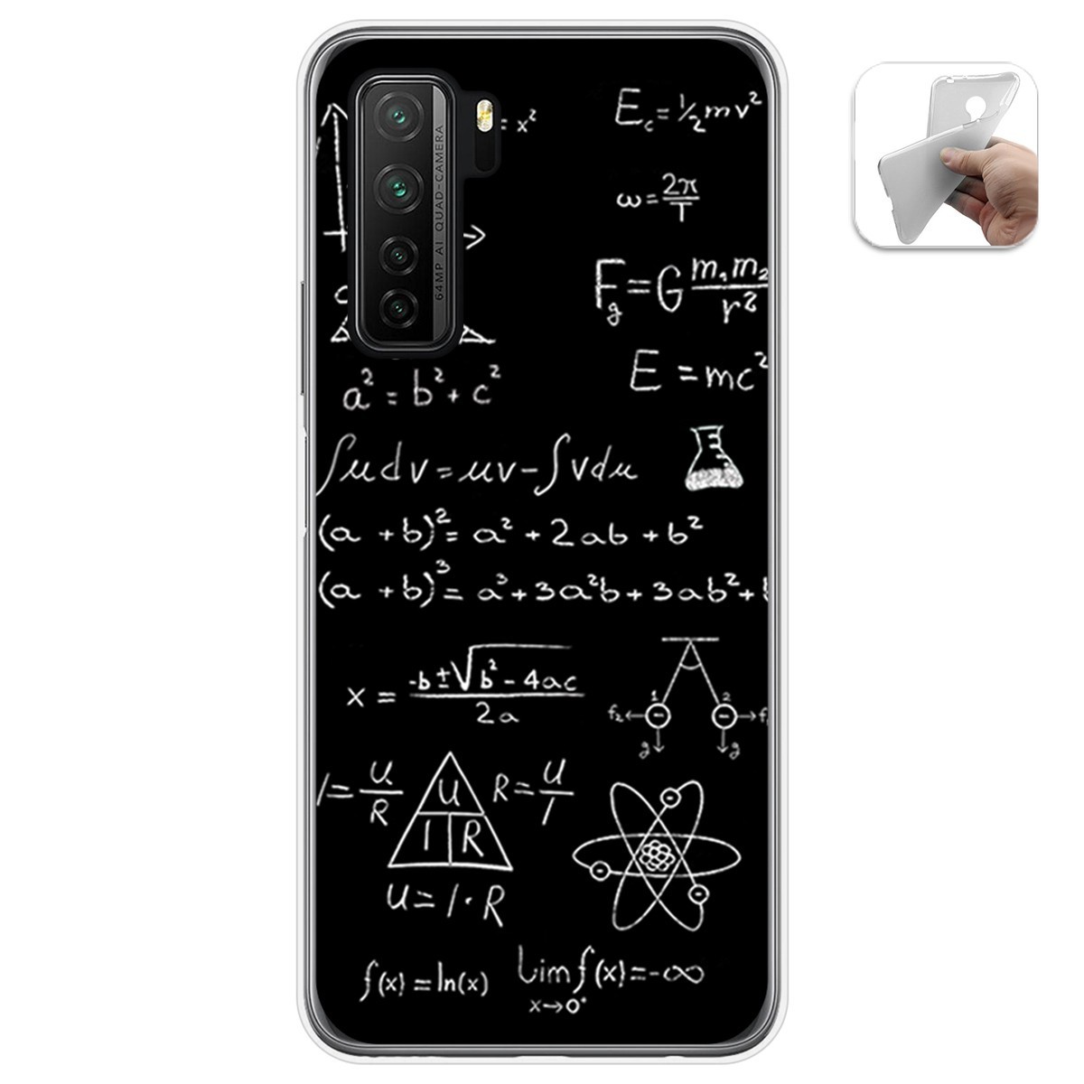 Tumundosmartphone Funda Gel Tpu para Huawei P40 Lite 5G diseño Formulas Dibujos