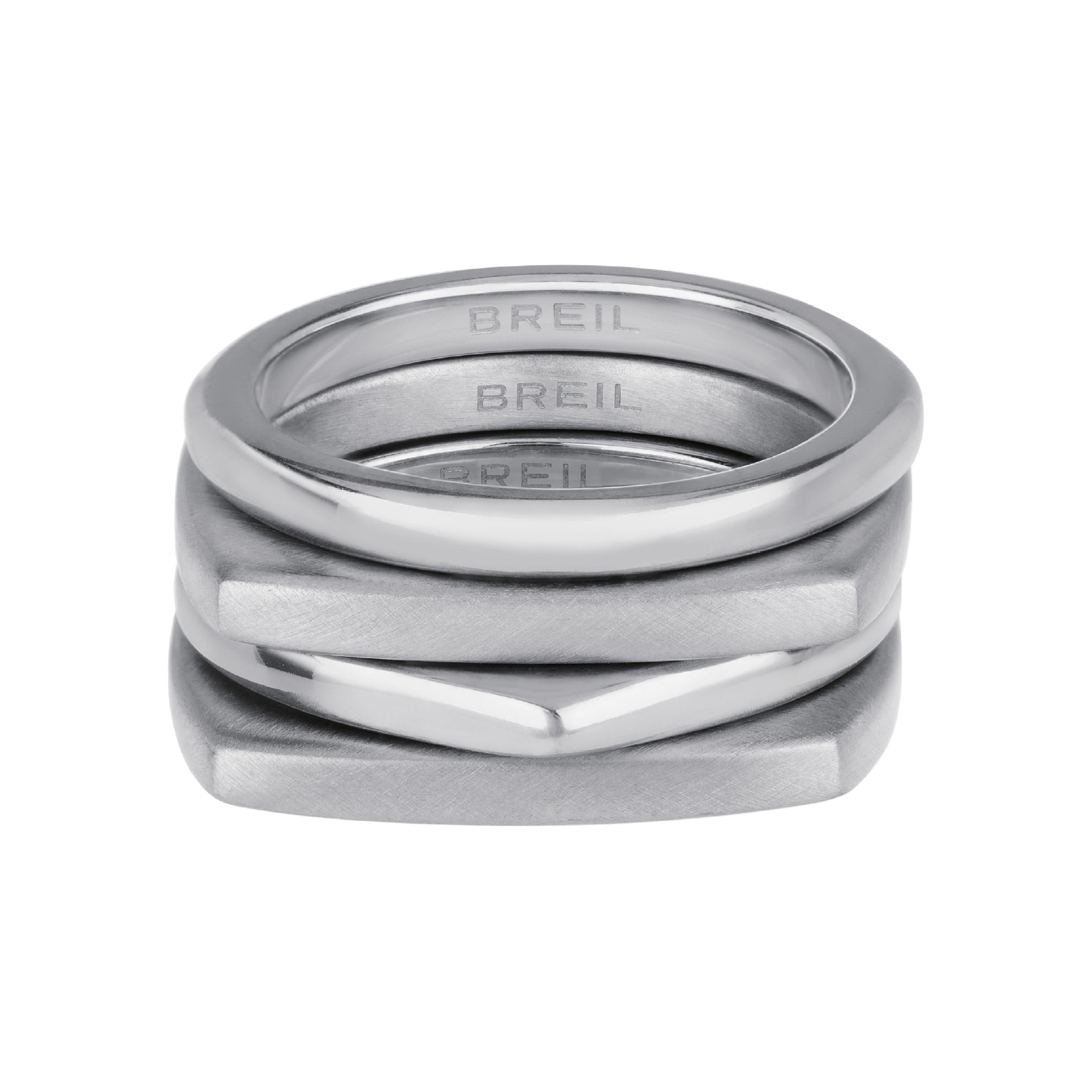 BREIL Colección NEW TETRA, Anillo Mujer en Acero, Ideas de Regalos para Mujer