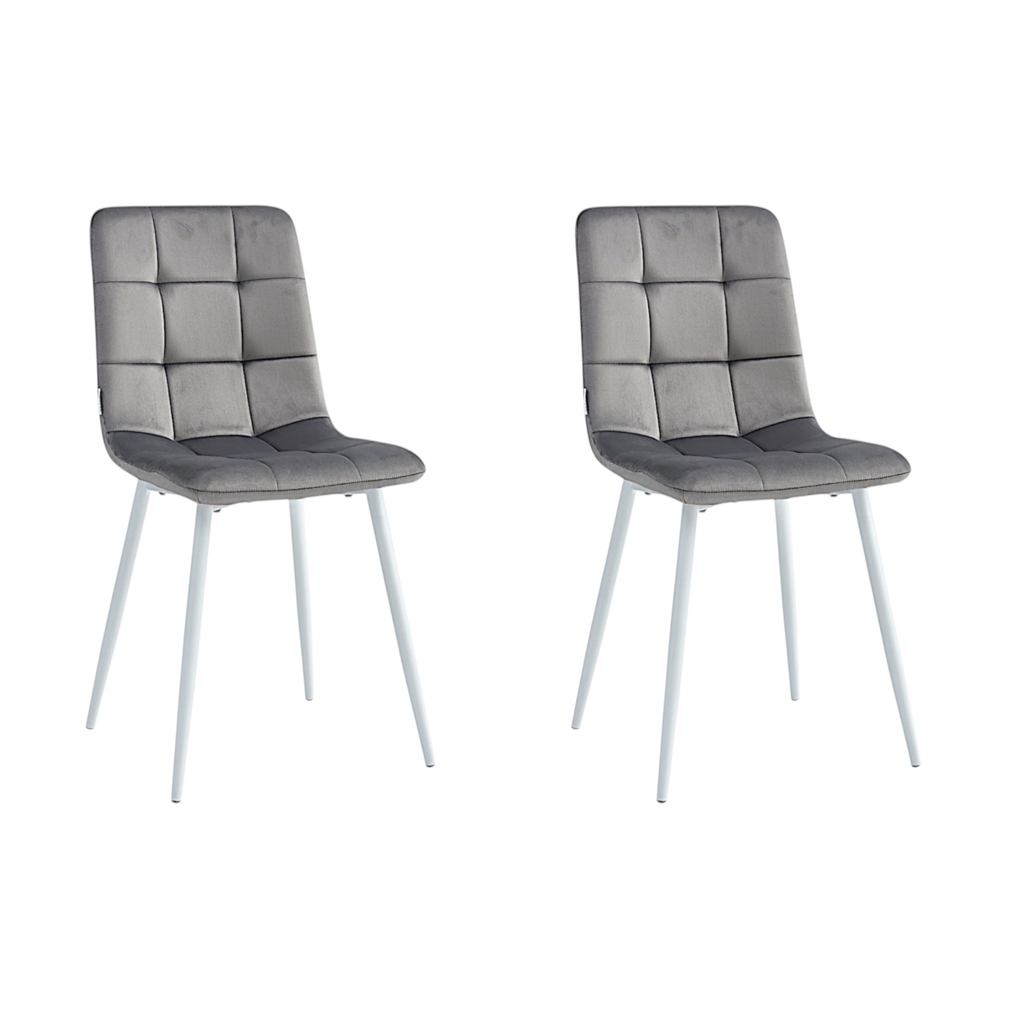 Minimal DECO Pack de 2 Sillas Tapizadas de Comedor Estilo Moderno con Patas Metálicas Blancas o Negras, Varios Colores